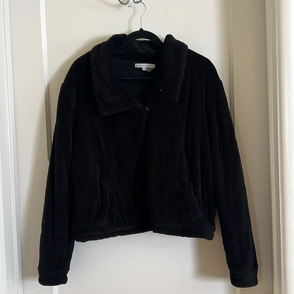 YOUNG FABULOUS & BROKE, Velvet Velour Cropped Jacket